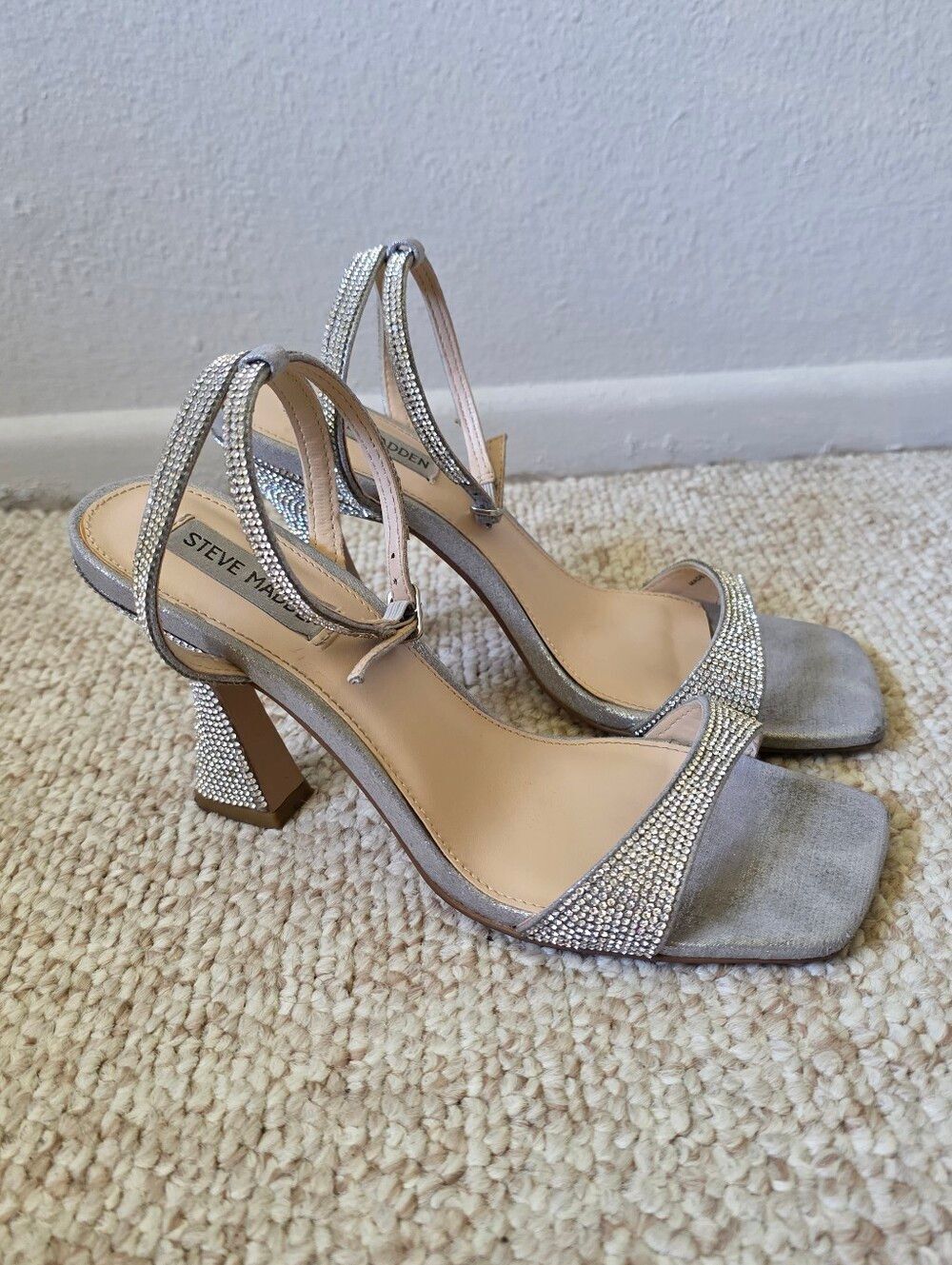 Steve Madden Lange Glam Heels Silver Rhinestones Size 8 - Picture 3 of 14